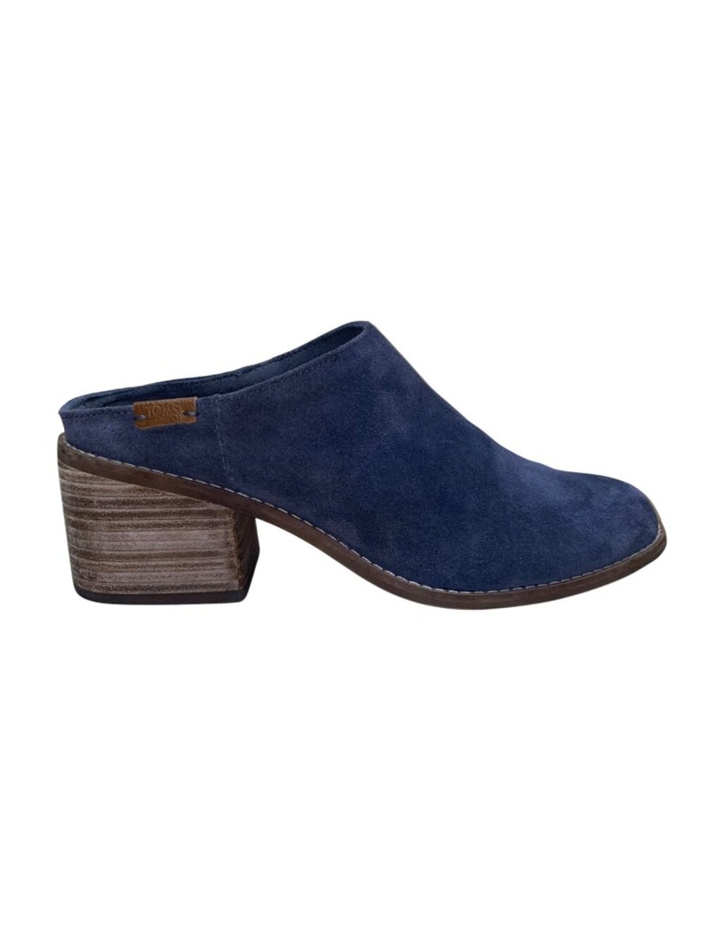 Toms Women’s Navy Suede With Block Heel Slip-On Mule Shoes Size 7.5